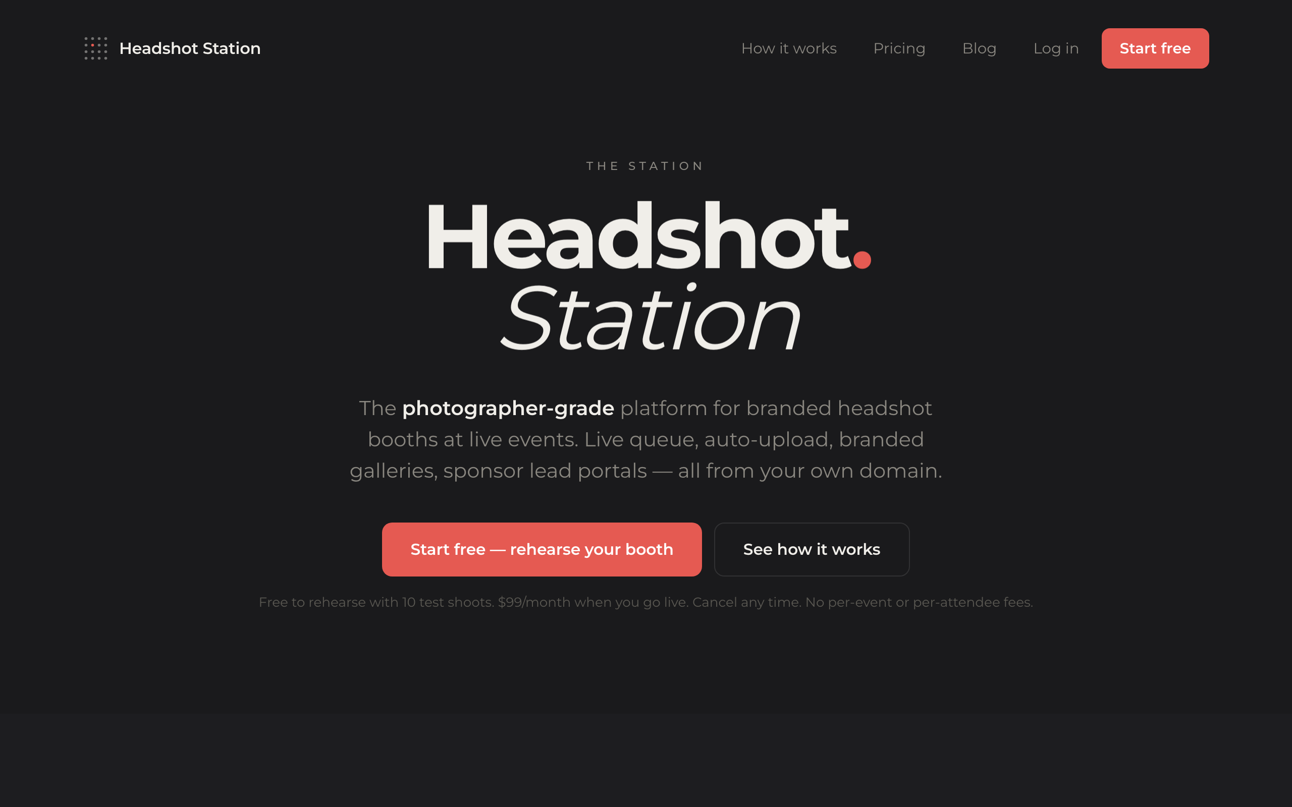 Headshot Station landing page